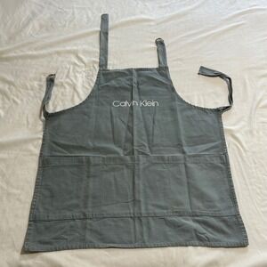 Calvin Klein Gray Cotton Canvas‎ Bib Apron with Pockets and D-Ring Straps